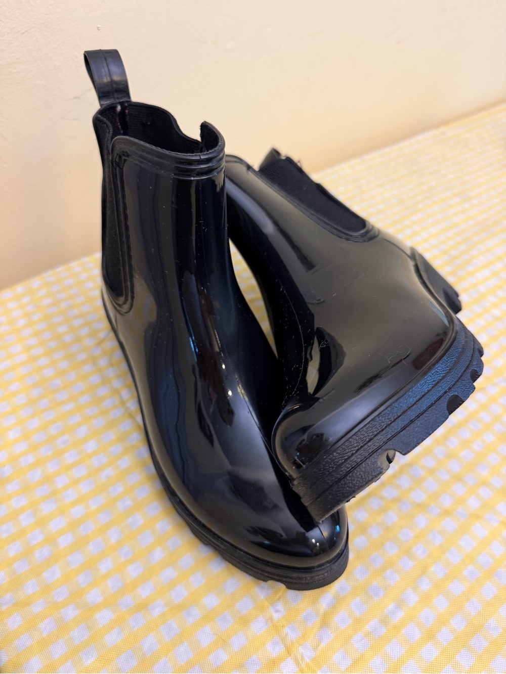 Black Gloss Chelsea Ankle Booties